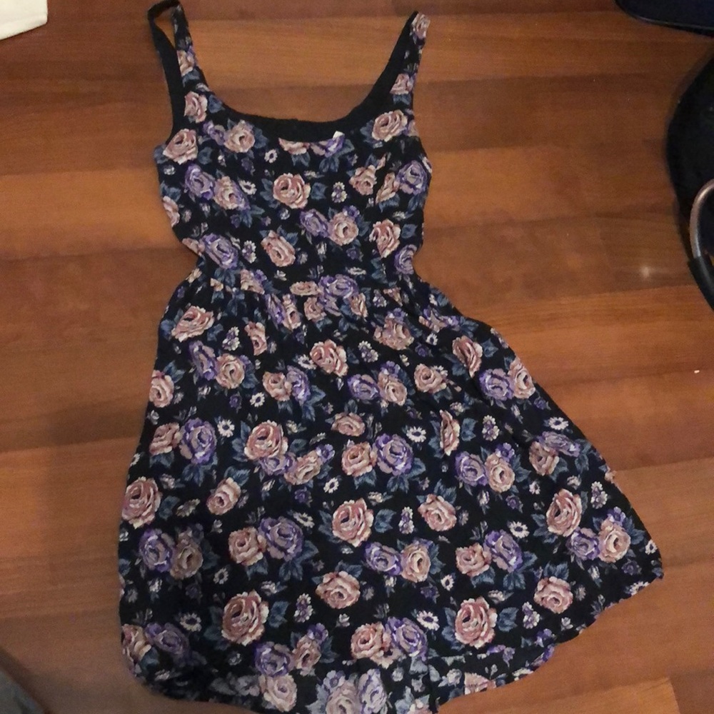 floral open back skater dress